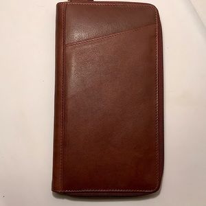 New Genuine Leather Passport Wallet Case $125 brn